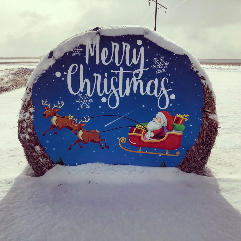 Merry Christmas with Santa & Sleigh HayBoard Banner - 62.5" x 62.5"
