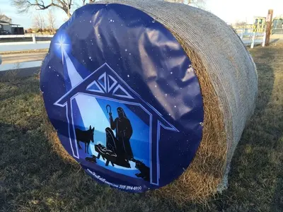 Christmas Nativity HayBoard Banner - 62.5" x 62.5"