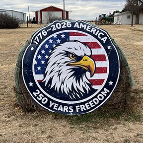 America 250 Eagle Badge Side View 250 Years of Freedom HayBoard Banner - 62.5" x 62.5"