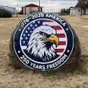 America 250 Eagle Badge Side View 250 Years of Freedom HayBoard Banner - 62.5" x 62.5"